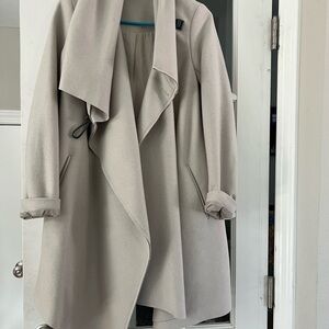 All Saints Gray Trench Coat with Waterfall Collar